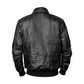 Men's Aviator Distressed Black Leather Airforce Bomber Jacket